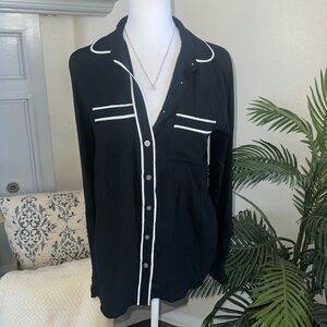 The Loft Classic Black & White Blouse Size XS